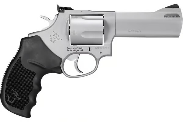 TAURUS 44 Tracker 44 Rem Mag 4" 5rd Revolver - Stainless | Black Rubber Grips