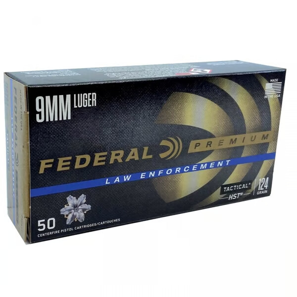 FEDERAL AMMO Law Enforcement HST 9mm Luger 124 Grain 50rd