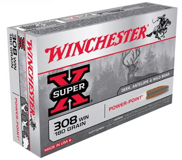 WINCHESTER SUPER X 308 Win 180Gr Power Point Brass Rifle Ammunition | 20 Rounds