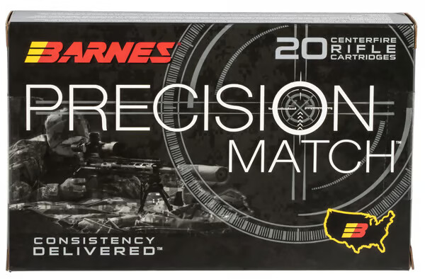 BARNES AMMO Precision Match 338 Lapua Mag 300gr Open Tip Boat Tail Ammunition | 20 Rounds