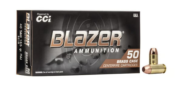 BLAZER AMMO 40 S&W 165Gr FMJ Brass Ammunition | 50 Rounds