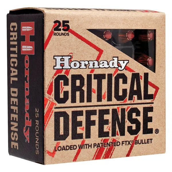 HORNADY CRITICAL DEFENSE 9mm 115Gr FTX Ammunition | 25 Rounds