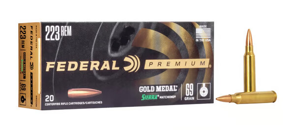 FEDERAL AMMO Premium Gold Medal 223 Rem 69gr Sierra MatchKing Ammunition | 20 Rounds