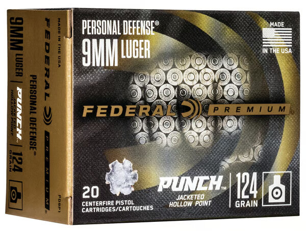 FEDERAL AMMO PUNCH Personal Defense 9mm 124gr JHP Ammunition | 20 Rounds