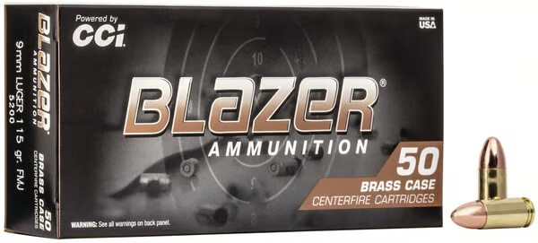 BLAZER AMMO 9mm Brass 115Gr FMJ RN 1000rd Case
