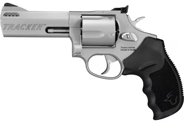 TAURUS 44 Tracker 44 Rem Mag 4" 5rd Revolver - Stainless | Black Rubber Grips